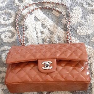 Chanel khaki quilted caviar purse